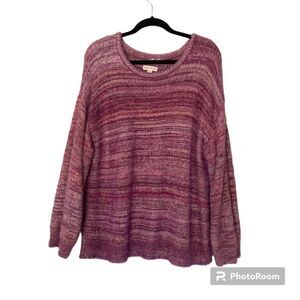 Knox Rose Womens Sweater XL Casual Slouchy Soft Drop Shoulder Raspberry Pullover